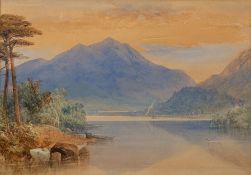 Thomas Charles Leeson Rowbotham (Irish, 1823-1875) View of a lake, a mountainous landscape beyond,