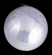 A silvered glass witche's ball, with pressed metal mount, 24cm diameter.