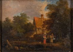 Dutch School (18th/early 19th century) Travellers resting beside a barn; travellers by a farmhouse;