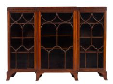 An Edwardian mahogany breakfront display cabinet or bookcase,
