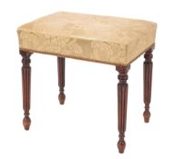 A Regency mahogany rectangular stool in the Gillows manner with a stuff over button seat,