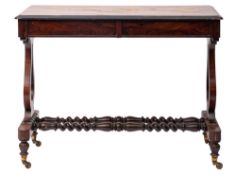 A Victorian rosewood, parquetry and marquetry side table,