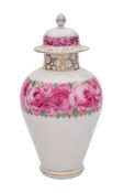 A Continental porcelain oviform jar and domed cover,
