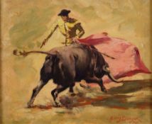 *Alan James Bowyer (British, 1902-1986) A bullfighter signed lower right oil on board 24 x 29.5cm.