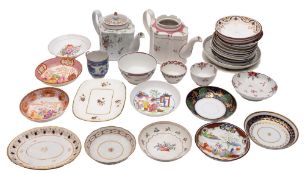 A mixed lot of Newhall and other similar English porcelain teawares,