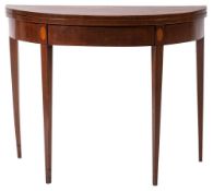A George III mahogany and satinwood banded card table,