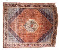 A Bidjar carpet, the rust hexagonal field with a central ivory hexagonal pole medallion,