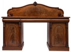 A Victorian mahogany pedestal sideboard,