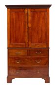 A 19th Century mahogany linen press adapted as a gentleman's wardrobe,