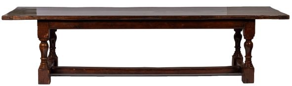 A substantial oak refectory table in 17th century taste,