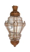 A pressed metal and glass wall lantern,