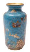 A faux cloisonné porcelain vase of shouldered cylinder form with flaring neck decorated with a