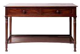 A George IV mahogany side table, circa 1825; with twin frieze drawers,