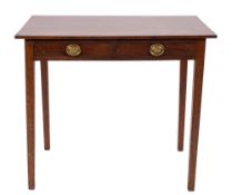 A George III mahogany rectangular side table fitted with two short frieze drawers,