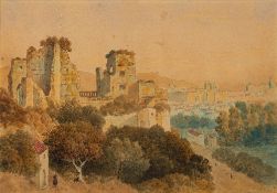 Frederick Nash (British,1782-1856) Castle ruins, watercolour, 26 x 37.