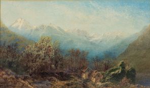 Arthur Croft (1828-1893) An Alpine view signed and dated 1880 lower left watercolour 18 x 31cm
