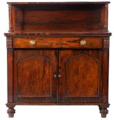A George IV rosewood side cabinet or chiffonier,