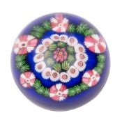 A Clichy concentric millefiori blue ground paperweight,