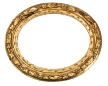 A carved and giltwood oval picture or mirror frame,