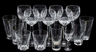 A part suite of Waterford Kathleen glasses, comprising seven wine glasses, four high balls,