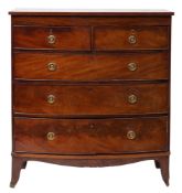 A George III mahogany bowfront chest of drawers,
