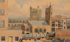 * John Rae (British, 1882-1963) Rebuilding Exeter; St Stephen's Church,