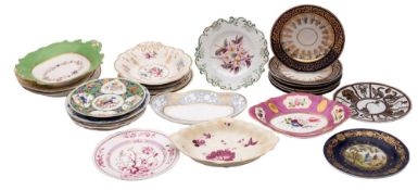 A collection of English porcelain plates, dessert plates and dishes, 19th century [damages].
