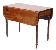 An early 19th Century mahogany Pembroke table, the hinged top with rounded corners,