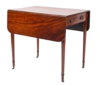A George III mahogany and inlaid Pembroke table, bordered with boxwood lines,