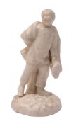 A Longton Hall Commedia dell'Arte white 'snowman' figure of Scapino,