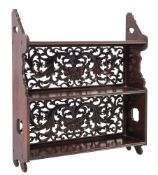 A 19th Century Chinese coromandel three tier hanging bookcase,