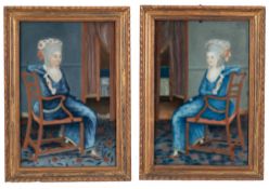 A pair of Chinese 'European-subject' reverse glass paintings,