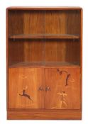 A mahogany, marquetry and glazed display cabinet in Art Deco style,