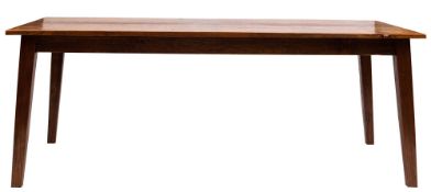 A stained hardwood, probably teak kitchen table, 20th century; with plain sides and ends,