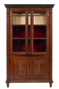 A Victorian oak and glazed display cabinet in early 18th century taste,