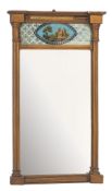 A Regency giltwood pier mirror of rectangular shape with a moulded cornice of recessed broken