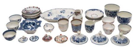 A mixed lot of late 18th century English porcelain the majority blue and white teawares,