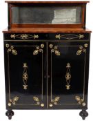 A Regency ebonised, satinwood and rosewood banded chiffonier,