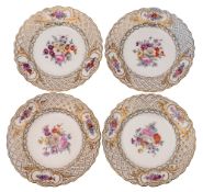 Four Meissen porcelain plates,