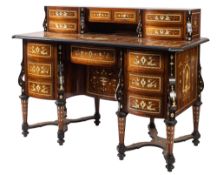 An Italian ivory inlaid rosewood bureau Mazarin, probably Milanese,