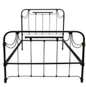 A Victorian painted iron and brass mounted bedstead,