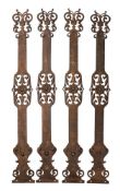 A set of four cut and repoussé worked copper furniture mounts in Arts and Crafts style,