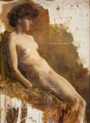 Slade School (early 20th century) Life study of a young woman seated,
