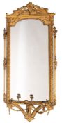 A pair of Victorian giltwood and composition framed pier girandoles, in Louis XVI taste,