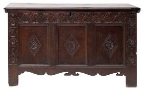 A James II or William and Mary oak coffer,