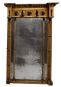 A Regency giltwood and composition framed pier mirror, in the manner of designs by Thomas Hope,