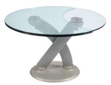 An Italian 'Hula-Op' glass and metal extending dining table, by Naos of Cavriglia, modern,