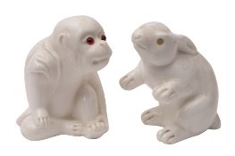 Two Bernard Moore porcelain animal figures,