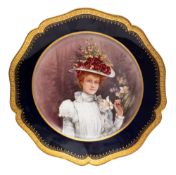 A Limoges cabinet plate painted with the named portrait of a young girl wearing a floral bonnet and