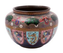 A Japanese cloisonne jardiniere decorated with ho-o birds,